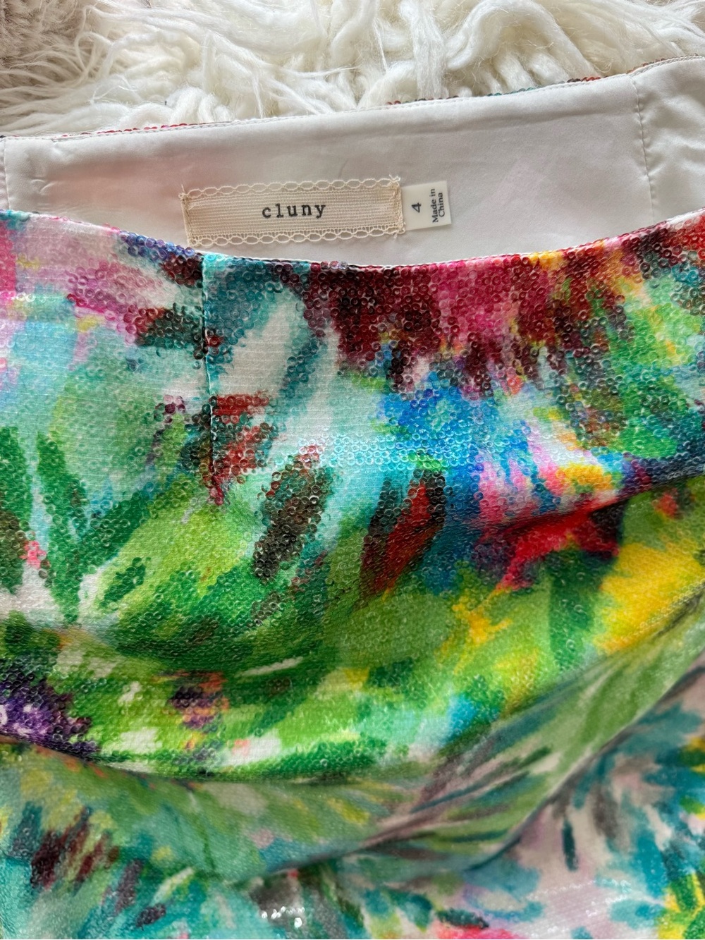 Anthropologie Cluny Multicolor Sequin Mini Skirt - Green, Blue, Pink